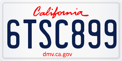 CA license plate 6TSC899