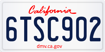 CA license plate 6TSC902