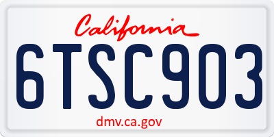 CA license plate 6TSC903