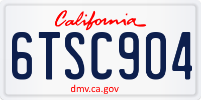 CA license plate 6TSC904