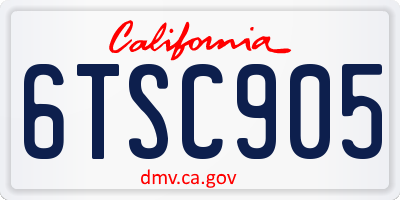 CA license plate 6TSC905