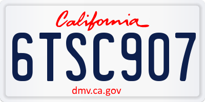 CA license plate 6TSC907