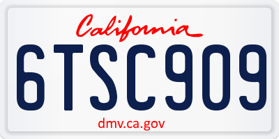 CA license plate 6TSC909