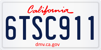 CA license plate 6TSC911
