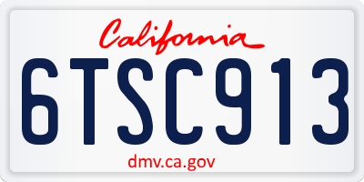 CA license plate 6TSC913