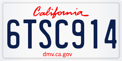 CA license plate 6TSC914