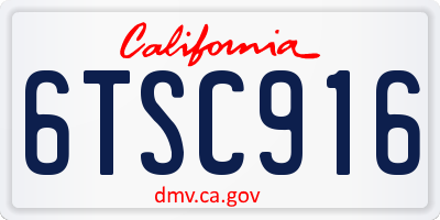 CA license plate 6TSC916