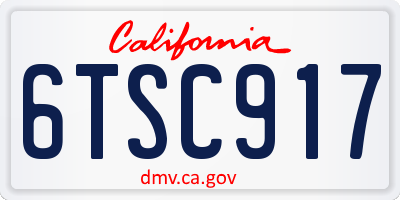 CA license plate 6TSC917