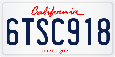 CA license plate 6TSC918