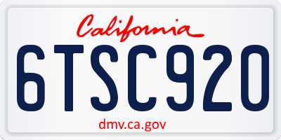 CA license plate 6TSC920