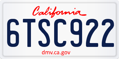 CA license plate 6TSC922