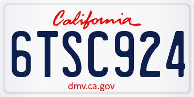 CA license plate 6TSC924