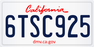 CA license plate 6TSC925