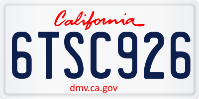 CA license plate 6TSC926