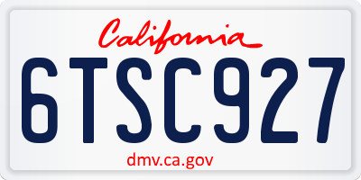 CA license plate 6TSC927