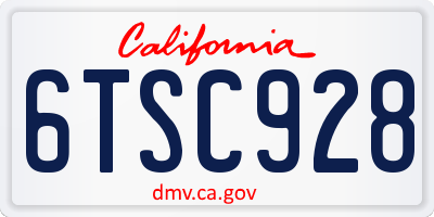 CA license plate 6TSC928