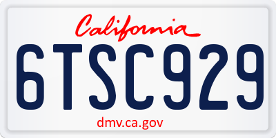 CA license plate 6TSC929