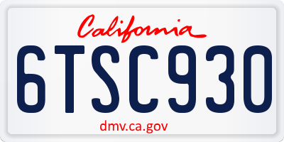 CA license plate 6TSC930