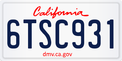 CA license plate 6TSC931