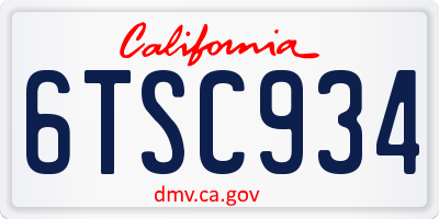 CA license plate 6TSC934