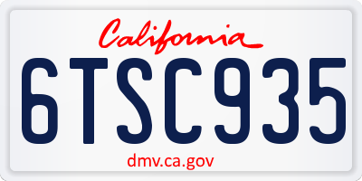CA license plate 6TSC935