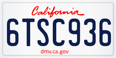 CA license plate 6TSC936