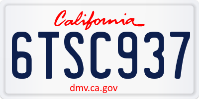 CA license plate 6TSC937