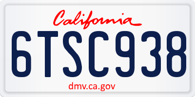 CA license plate 6TSC938