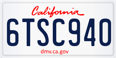 CA license plate 6TSC940