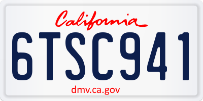 CA license plate 6TSC941
