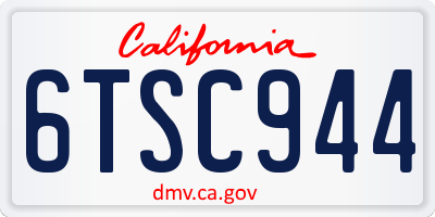 CA license plate 6TSC944