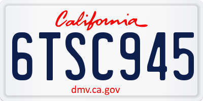 CA license plate 6TSC945