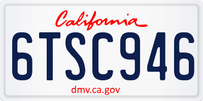CA license plate 6TSC946