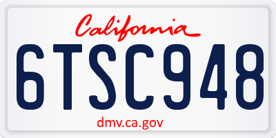 CA license plate 6TSC948