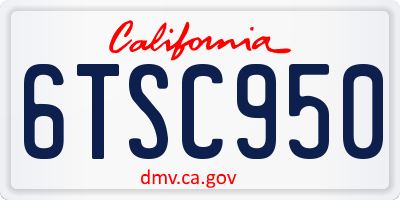 CA license plate 6TSC950