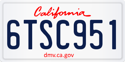 CA license plate 6TSC951