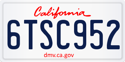 CA license plate 6TSC952