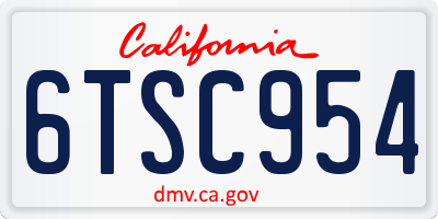 CA license plate 6TSC954