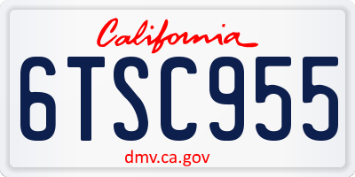 CA license plate 6TSC955