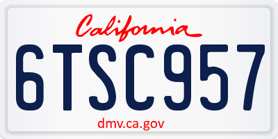 CA license plate 6TSC957