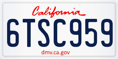 CA license plate 6TSC959