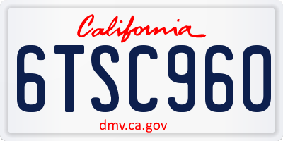 CA license plate 6TSC960