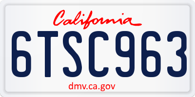 CA license plate 6TSC963