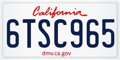CA license plate 6TSC965