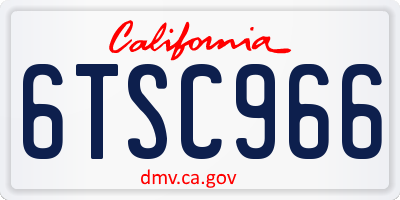 CA license plate 6TSC966