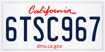 CA license plate 6TSC967