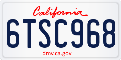 CA license plate 6TSC968