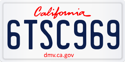 CA license plate 6TSC969