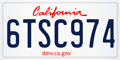 CA license plate 6TSC974