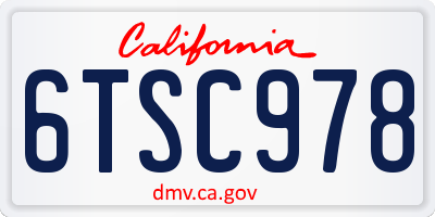 CA license plate 6TSC978